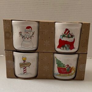Rae Dunn Festive Holiday Remkins Mug Set with Christmas Designs NEW